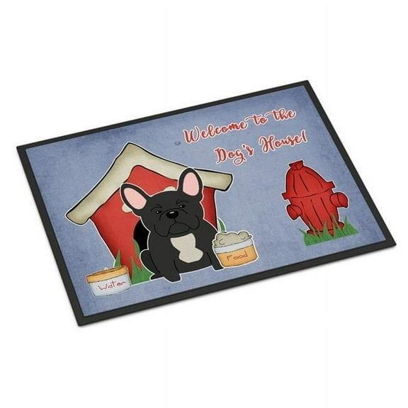 Dog House Collection French Bulldog Black Indoor or Outdoor Mat, 24 x 0.25 x 36 in.