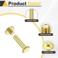 thumbnail image 4 of Uxcell 50set Chicago Screw M5 x 22mm 24mm Length Metal Phillips Nail Rivet Stud Screw Bolts Rivets Binding Post Screw for DIY Leather Belt Bag Craft Bookbinding, Gold, 4 of 7