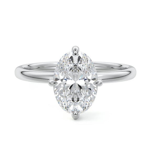 Brig Jewel 14K White Gold Over RIng For Women - Oval Cut 2 Ct White Diamond Ring - Gorgeous Anniversary Gift for Women's - Classic Engagement Wedding Solitaire Ring - Engagement Wedding Fine Rings
