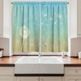thumbnail image 2 of Ambesonne Blue Floral Kitchen Curtains, Dandelion Bokeh Dots, 55"x36", Pale Camel and Mint Green, 2 of 3