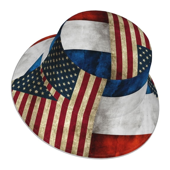 United-States Russian Flag Bucket Hat Stripe Beach Fisherman Hats For Women Men Reversible Double-Side-Wear With Reflective