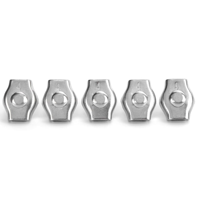 Juego de 5 abrazaderas de cuerda de acero inoxidable Simplex para uso marino: sujetadores para maquinaria de elevación de alta resistencia, 4 mm/0,16 pulgadas