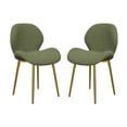 thumbnail image 5 of Tcbosik 2 Pack Upholstered Chairs, Teddy Fabric Dining Chair, Comfy Side Chair with Metal Legs for Kitchen, Living Room, Green, 5 of 9