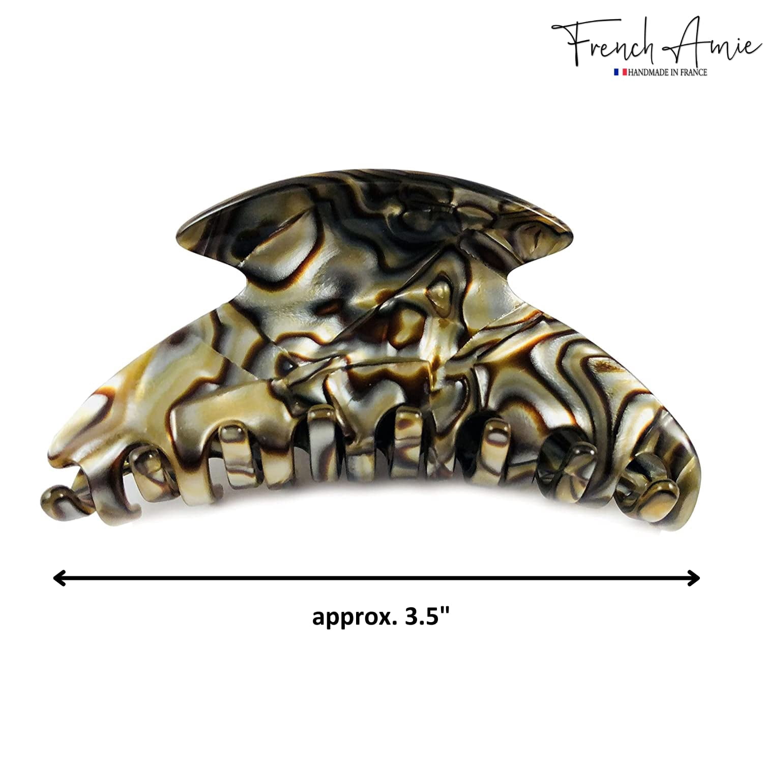 French Amie Smooth Onyx Silver Grey Medium Handmade Jaw Hair Claw Clip Clamp