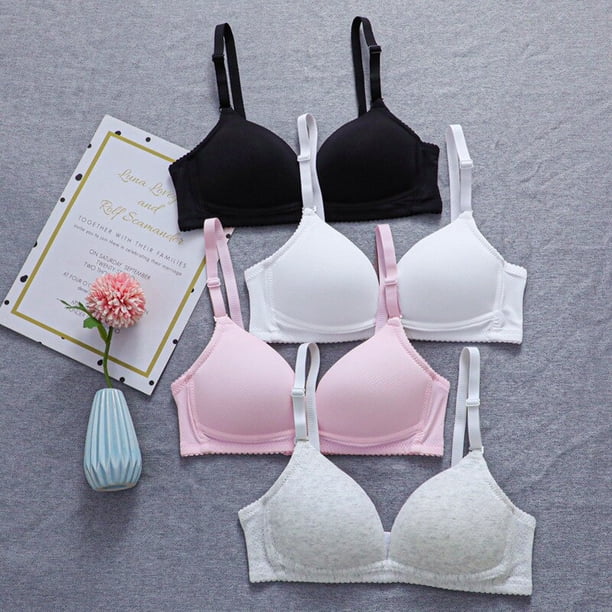 2022 Simple Pure Cotton Girl Underwear Student Bra Breathable Thin Section Without Steel Ring Comfortable BraBlack70(AB) He Qiyong unisex