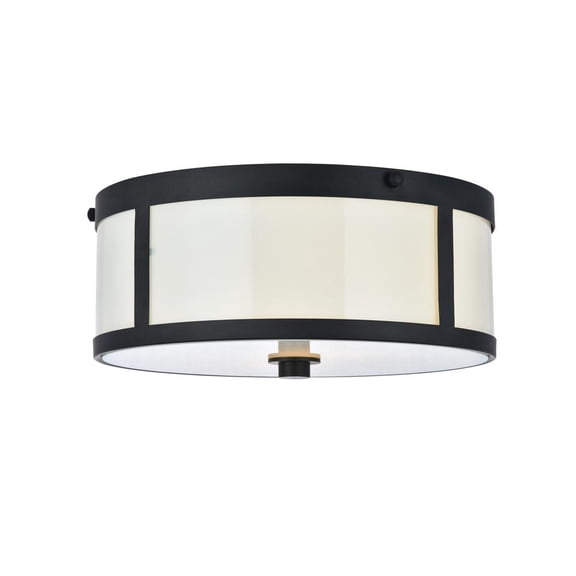Living District Hadrian 2-Light Metal Flush Mount in Flat Black and White