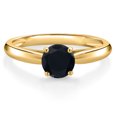 thumbnail image 3 of Gem Stone King 10K Yellow Gold Black Onyx Solitaire Engagement Ring for Women | 0.48 Cttw | Round 5MM | Gemstone December Birthstone | Size 7, 3 of 6