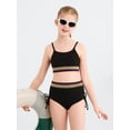thumbnail image 4 of SILVERCELL 9-16T Girls Summer Ribbed Swimsuits, Teens Girls' Drawstrings Bikinis Bathing Suit Adjustable Straps Swimwear, 2 Pieces, Size 9-16 Years, 4 of 8