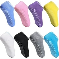 TELOLY 8 Pcs Grip Socks,Non-Slip Yoga Socks,Added Safety Pilates Grip Socks,Comfortable Fit Grip Socks Pilates,Hospital Socks with Cushioned Soles