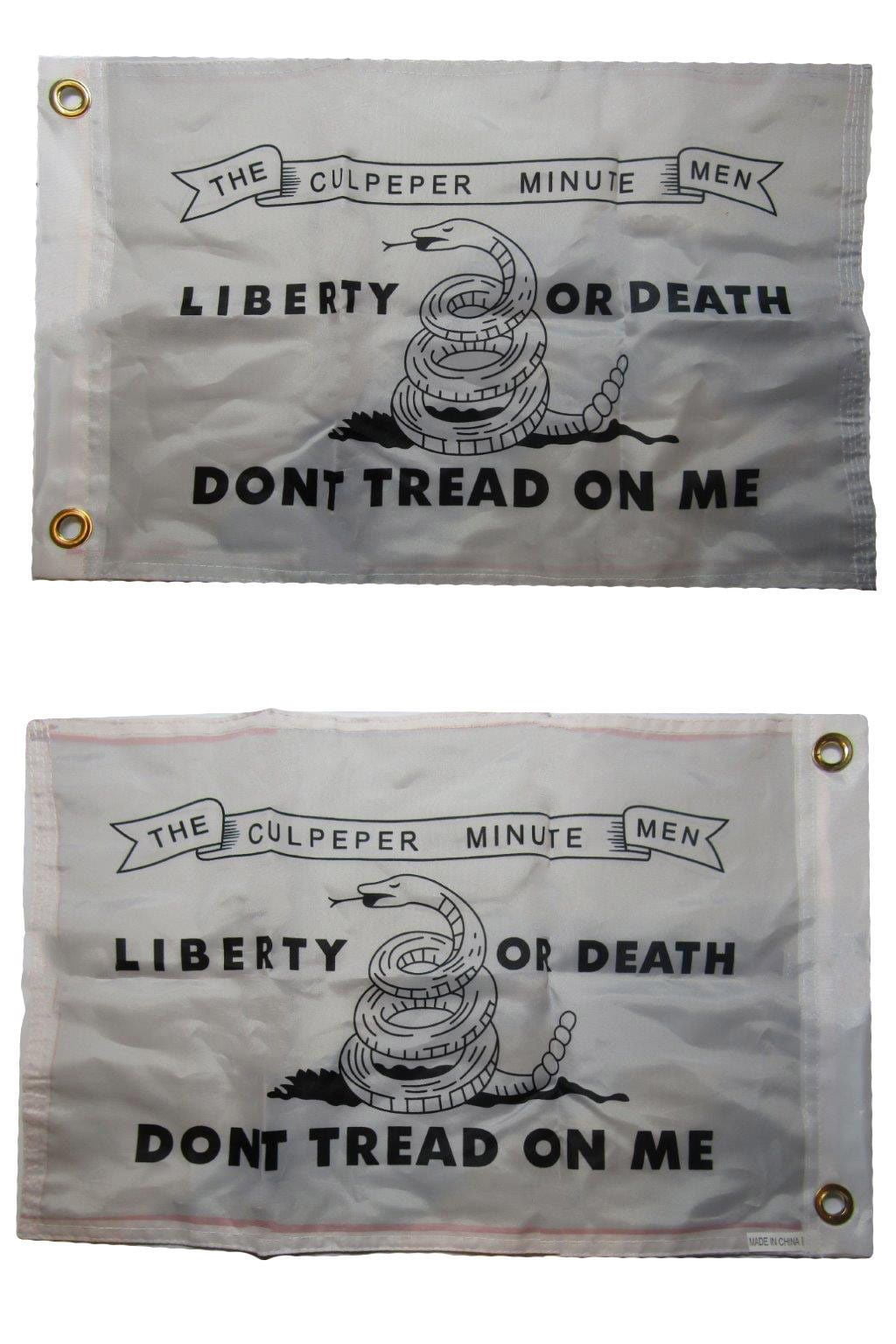 Culpeper Liberty or Death White 150D Woven Poly Nylon 12x18 12"x18" Boat Flag