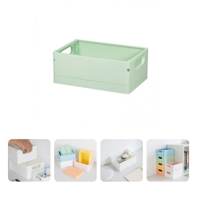Storage Basket Non-slip Hollowed Handle Design Stackable Folding Organizing Plastic Large Capacity Storage Box Office Supplies
