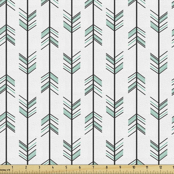 Ambesonne Arrow Fabric by the Yard Upholstery, Tribal Graphic Pattern, 3 Yards, Black White Green