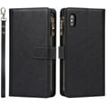 thumbnail image 2 of Wallet Case Compatible with iPhone Xs Max Case,[9 Card Slots] [Wrist Strap] [Stand Feature] Zipper Cash Pocket Magnetic Leather Cover Shockproof Slim Case for iPhone Xs Max,6.5 inch Black, 2 of 7
