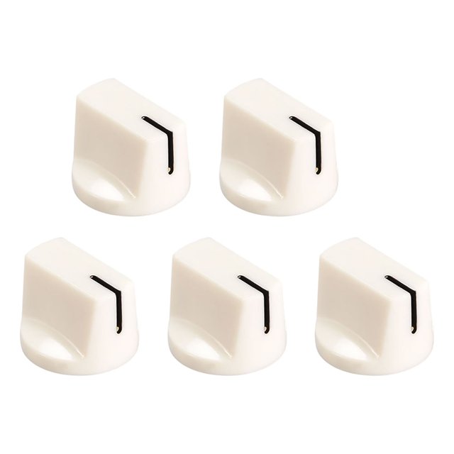 5 Pcs 6.4mm Agujero de Eje Perillas de Control de Efecto de Guitarra AMP con Tornillo de Ajuste Blancas