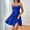 B144 Blue plus size summer dresses Clearance Under $5, variant on Cagogo Ladies Summer Flowy Tiered Ruffle Short Mini A-Line Swing Dress Beach Party Dress Casual Smocked Spaghetti Strap Square Neck Backless Going Out White Cocktail Dresses