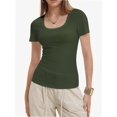 thumbnail image 4 of Women's Slim Fit Ribbed Knit Tee - Short Sleeve Scoop Neck Casual Summer T-Shirt, 4 of 4