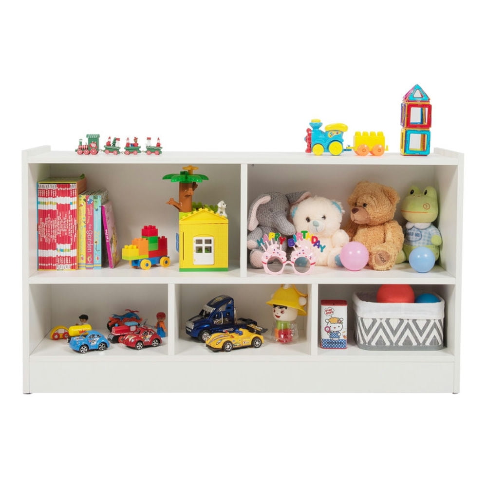 Canddidliike Kids 2-Shelf Bookcase 5-Cube Wood Toy Storage Cabinet Organizer-White, Toy Storage Organizer for Kids, Boys, Girls, Nursery