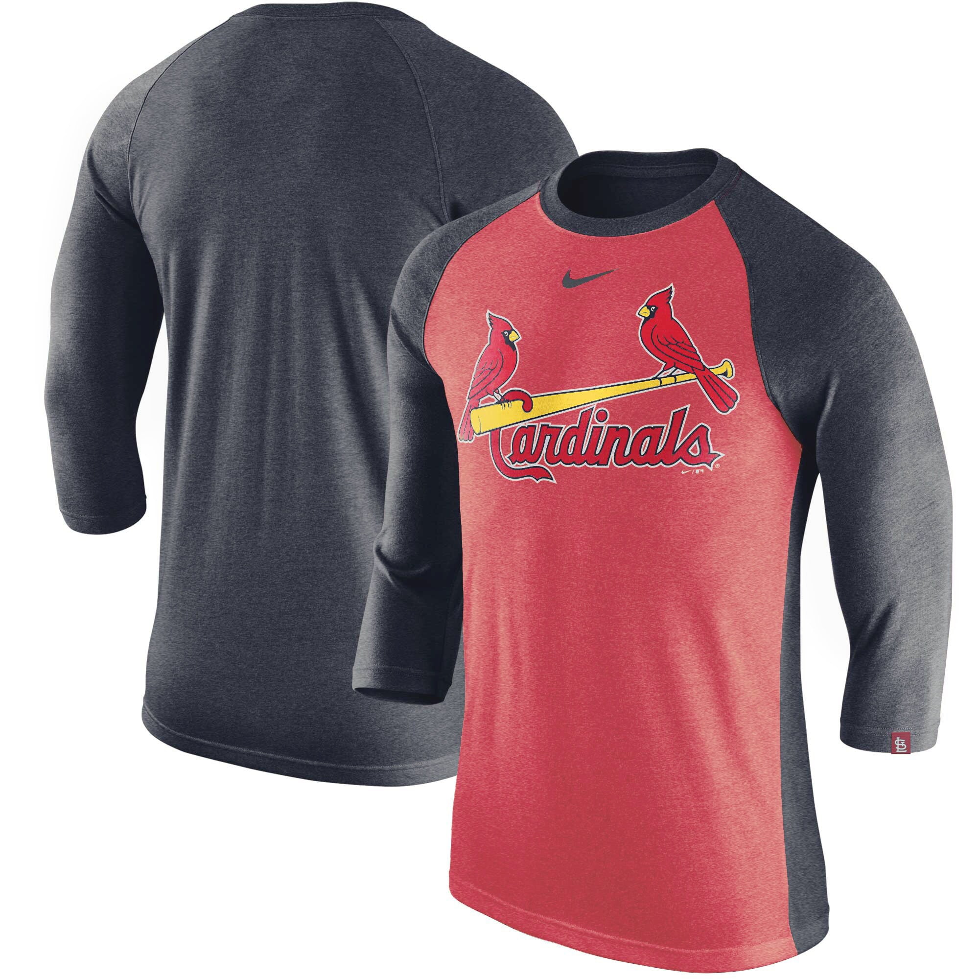 St. Louis Cardinals Nike Tri-Blend Raglan 3/4-Sleeve T-Shirt - Red/Navy - 0 - 0