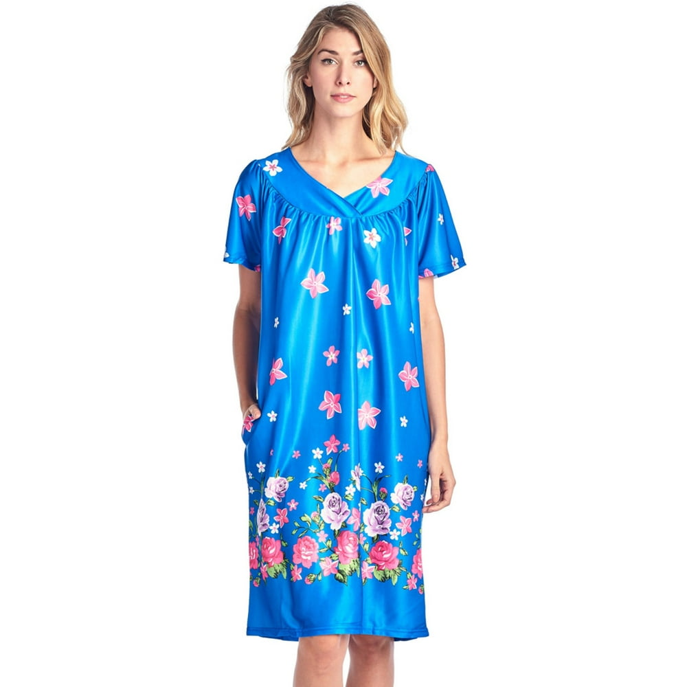 Casual Nights Casual Nights Women's Short Sleeve Muumuu Lounger Dress
