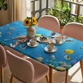thumbnail image 3 of Funny Diving Giraffe Table Cloths for 5 Foot Rectangle Tables, Ocean Coastal Coral Fish Marine Life Patio Waterproof Elastic Fitted Tablecloths, Washable Rectangular Table Cover for Camping, 3 of 8