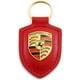thumbnail image 1 of Llavero Porsche de piel roja con escudo metálico, 1 of 3