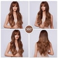thumbnail image 5 of 24 Inch Long Honey Brown Ombre Wig with Bangs for Women Synthetic Wigs  Wave Heat Resistant Hair Wigs for Daily Party  Use, 5 of 6