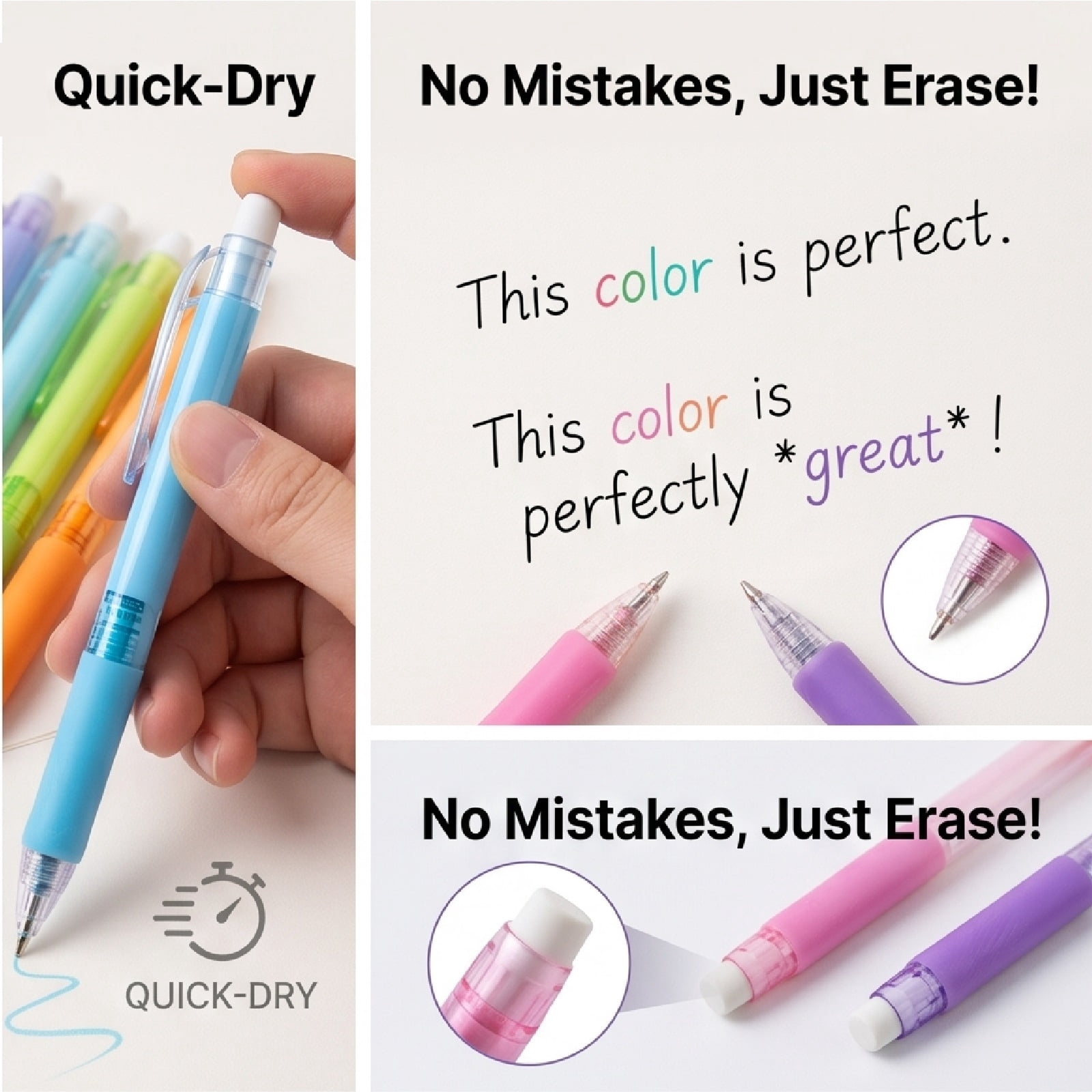 Candies Erasable Gel Pens, 0.7 mm Medium Point, Retractable Erasable Pens, Make Mistakes Disappear, 36 Assorted Colors for Drawing, Writing & Planners