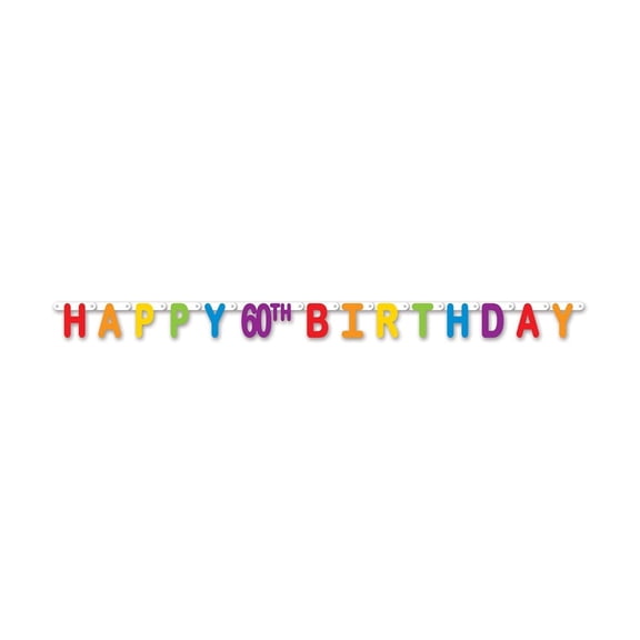 12 Pack Bulk Happy 60th Birthday Party Streamer