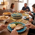 thumbnail image 5 of Exquisite 240 Piece Peacock & Gold Petal Design Disposable Plastic Dinnerware Combo Set, Serves 40 Guests, 5 of 10