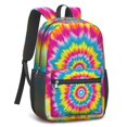 thumbnail image 2 of Pink and Yellow Tie Dye Pattern 17" School Backpacks for Teens,Waterproof Oxford Fabric,S-Shape Padded Straps for School,Travel,Hiking,Camping, 2 of 6