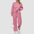 thumbnail image 2 of felwors Womens 2 Piece Outfits 2025 Fall Long Sleeve Sweatshirt Wide Leg Pants Lounge Sets Winter Sweatsuits Matching Tracksuit Red, L, 2 of 5