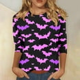 thumbnail image 1 of Ailaofu Hauts à Manches 3/4 pour Femmes Blouses Col Rond T-Shirts d'Été Décontractés Vêtements de Travail Amples, 1 of 4