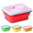 thumbnail image 5 of Ludlz 1 Set 600/700ml Lunch Box Foldable Microwaveable Silicone School Students Portable Food Container with Spoon for Office, 5 of 8