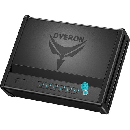 handgun safe for 2 Pistols with Interior light Safe box for Cloakroom Bedroom Nightstand and Car Black