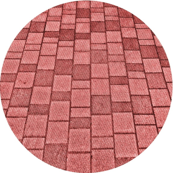 Ahgly Company Machine Washable Indoor Round Transitional Red Area Rugs, 8' Round