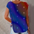 thumbnail image 4 of Fiudx Ropa de Mujer Top Informal de Manga Corta para Mujer, con Cuello Redondo, Sexy, Degradado, Estampado de Independencia, Regular, 4 of 6