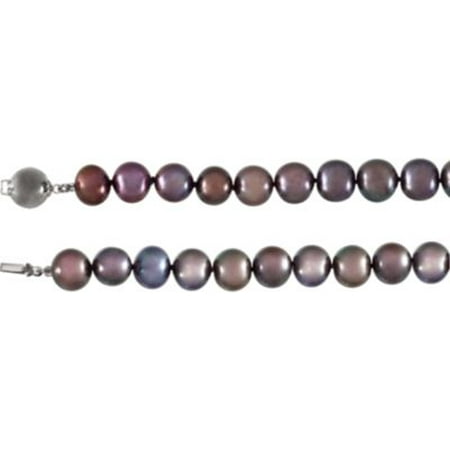 Fw Cult Pearl Necklace (Sterling Silver Freshwater Cultured Black Pearl 18