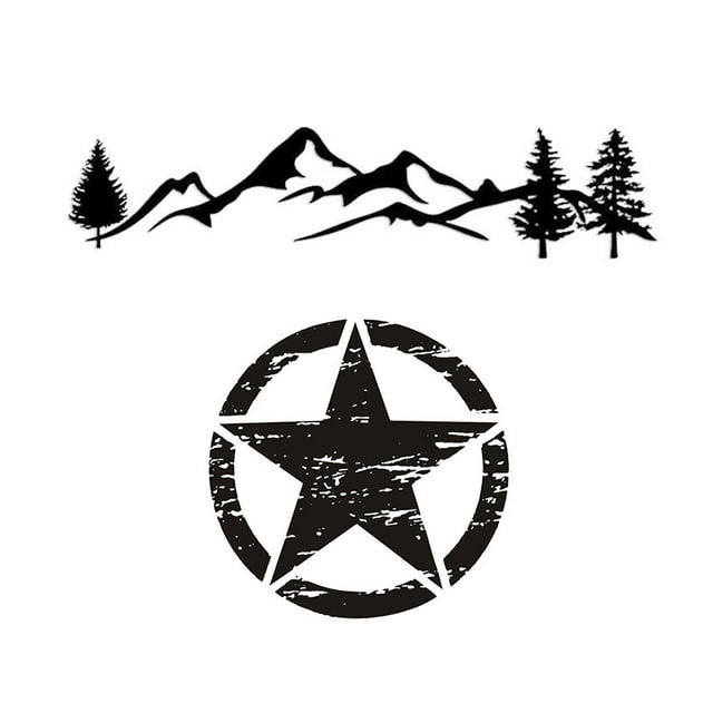 CARTTOU Car Sticker Star Tree Mountain Car Decal Universal No Fading No Degumming Auto PVC Stickers