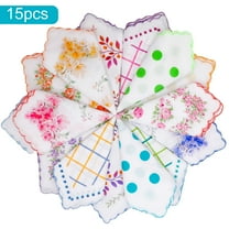 TSV 15pcs Vintage Floral Handkerchiefs, Women's Soft Cotton Hankies Pocket Square, 11.8x11.8"