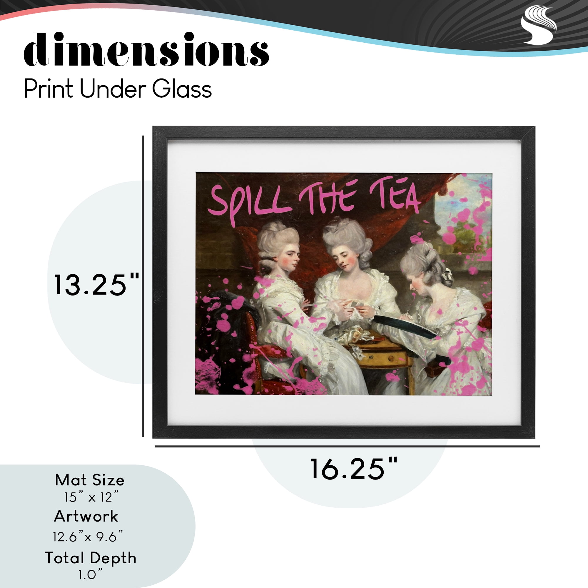 Stupell Industries Spill The Tea Iconic Ladies Black Framed Print Under Glass, design by Grotto Studios