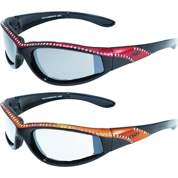 2 Paires de Lunettes de Soleil pour Femmes Global Vision Marilyn 11 Lunettes de Soleil Rouge Flash Miroir Montures Orange Clair pour Fumer Lentille