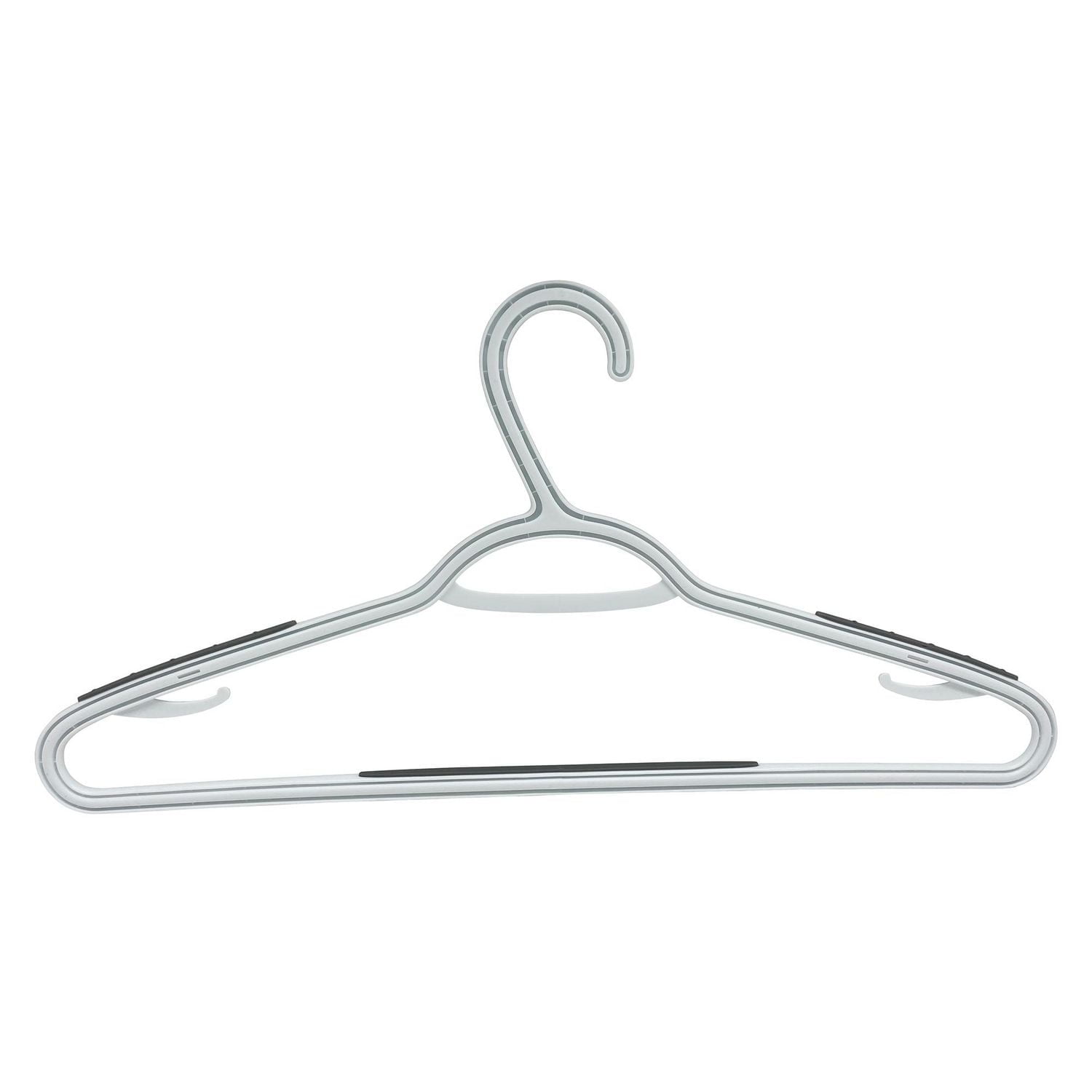Mainstays, cintre en plastique adulte antidérapant TPR, paquet de 20, couleur blanche et grise