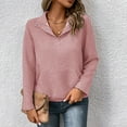 thumbnail image 5 of Lenago Women's Sweatshirt with Long Sleeves Low V-neck Solid Color Shirts for Ladies Tummy Control Close Fitting Pullover Hoodies Daily Comfortabel Essentials, 5 of 5