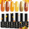 thumbnail image 1 of MEFA Kit de esmalte de uñas de gel con luz UV, 28 colores, juego de esmalte de uñas de gel para otoño e invierno, color marrón dorado, kit de iniciación de esmalte de uñas con base y capa superior mat, 1 of 4