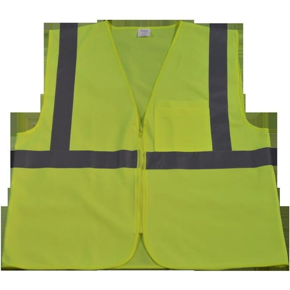 Petra Roc LV2-CB0-2X-3X Safety Vest ANSI Class 2 Lime Solid Zipper Closure1 Chest Pocket, 2X & 3X
