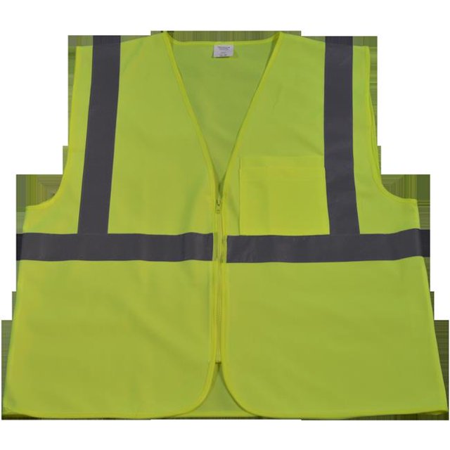 Petra Roc LV2-CB0-2X-3X Safety Vest ANSI Class 2 Lime Solid Zipper Closure1 Chest Pocket, 2X & 3X