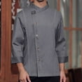 thumbnail image 2 of HBFAGFB Mens Long Sleeve T Shirts Work Clothes Light and Breathable Restaurant Button Tops Grey Size XXXXL, 2 of 4