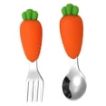 thumbnail image 4 of WHAMVOX 2Pcs Toddler Eating Silverware Silicone Orange Forks For On-the-Go Use, 4 of 8
