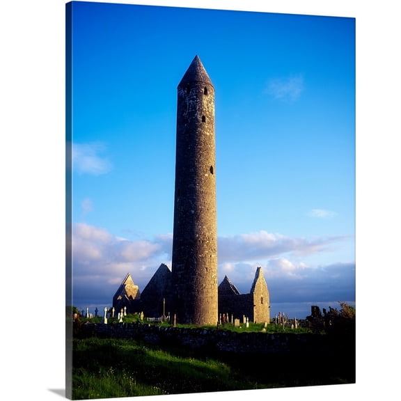 Great BIG Canvas | "Round Tower Near Gort, Co Galway, Ireland" Canvas Wall Art - 16x20