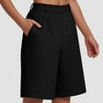thumbnail image 6 of vigerkar Bermuda Shorts for Women High Waisted Linen Dressy Casual Pleated Wide Leg Summer Shorts with Elastic Waist Black, L, 6 of 9